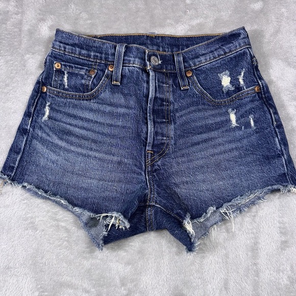 Levi's Pants - Levi's 501 Buttonfly Cut-off Distressed Women's‎ Denim Shorts Size 25